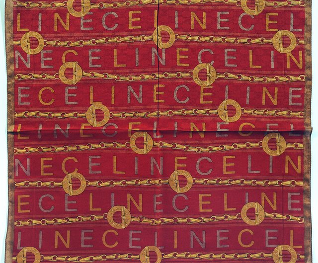 CELINE チェーンパターン スカーフ 未使用CELINE チェーンパターンスカーフ大判ハンカチ綺麗目 光沢