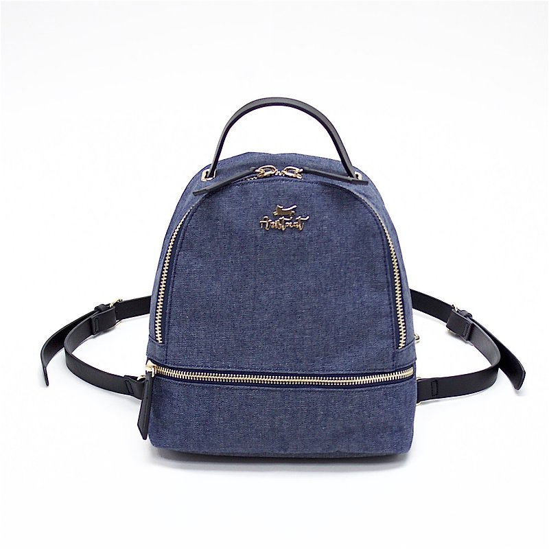 Aristocat 3 Ways Waterproof Heavy Denim Mini Backpack / Black , Blue - กระเป๋าเป้สะพายหลัง - ผ้าฝ้าย/ผ้าลินิน สีดำ