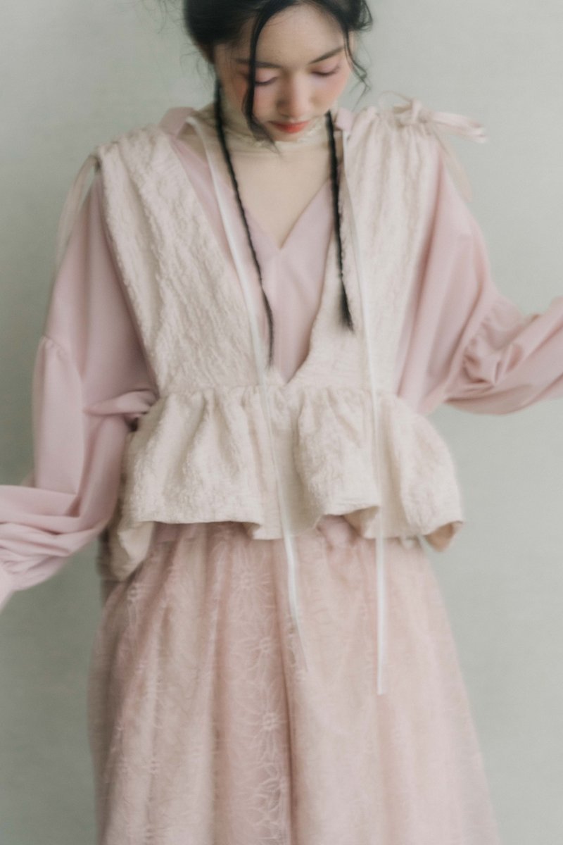 ミスティピンク シワ加工ベストトップス - ベスト - コットン・麻 