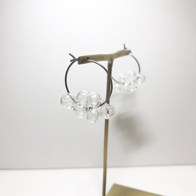【出清品】玻璃泡泡小圈耳環 - 耳環/耳夾 - 玻璃 透明