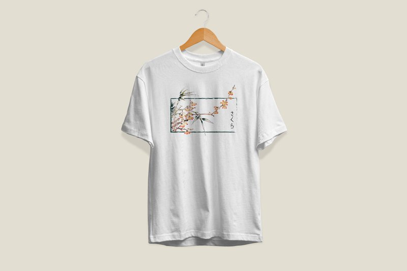Japanese Sakura Blossom Cherry Blossom T-Shirt - 男襯衫/休閒襯衫 - 棉．麻 多色