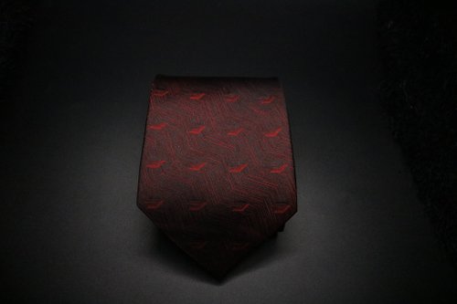 壞紳士 酒紅色真絲斜格紋領帶/婚禮宴會領帶