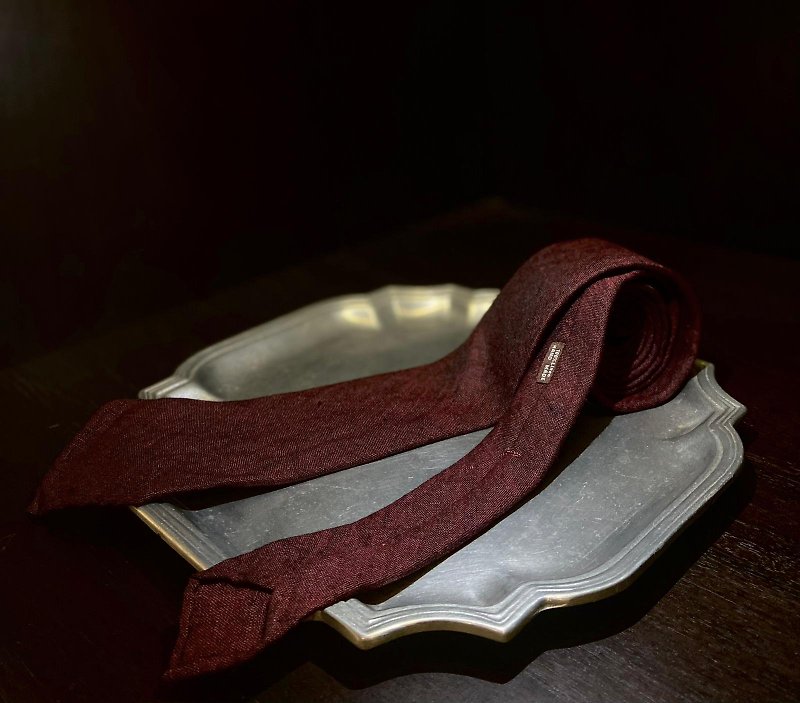 【Gentleman's Vibe】Burgundy Tie - Ties & Tie Clips - Cotton & Hemp Red