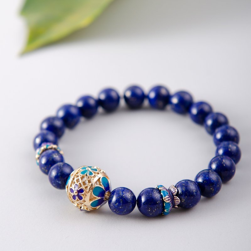 5A grade Lapis Lazuli, 925 Enamel Natural Gemstone Bracelet - Bracelets - Semi-Precious Stones Blue