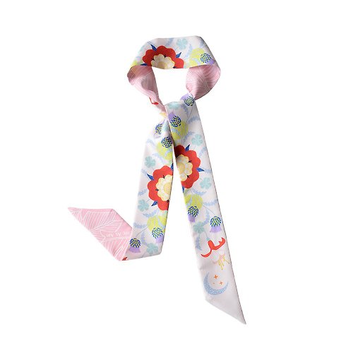 CHIC AS ART 花與月真絲小絲巾|植物花卉|英格蘭玫瑰|親子髮帶|領巾|生日禮物
