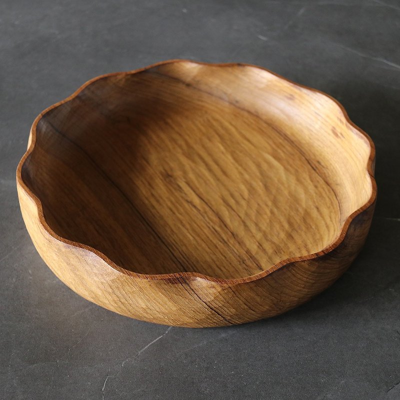手工雕刻柚木茶盤 曲線設計圓形茶盤 - 托盤/砧板 - 木頭 