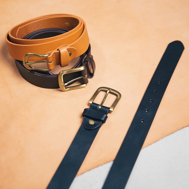Doll /// Dry and unpretentious belt 35mm wide vegetable tanned cowhide - Belts - Genuine Leather 