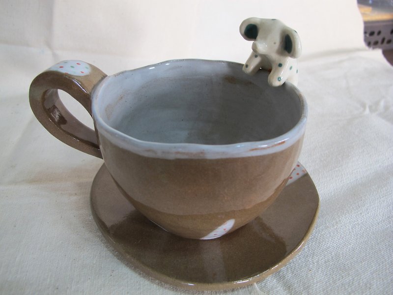 [Square] Xiao Dai porcelain cup edge baby elephant - ผ้ารองโต๊ะ/ของตกแต่ง - เครื่องลายคราม 