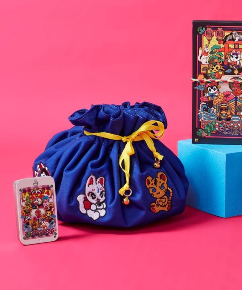 【熱門預購】藝術家中村杏子聯名刺繡抽繩袋 束口袋(4色)7CRP5103 - 束口袋/束口背包/水桶包 - 其他材質 