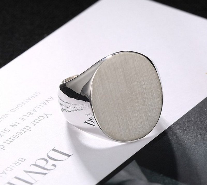 Real S990 Fine Silver Jewelry Plain No Decorational Big Round Open Ring - 戒指 - 純銀 銀色