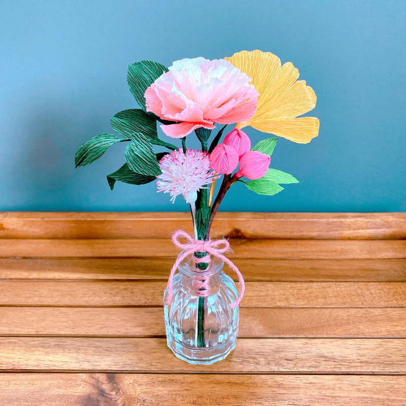 Small bouquet 3D paper flower artwork - ช่อดอกไม้แห้ง - กระดาษ หลากหลายสี