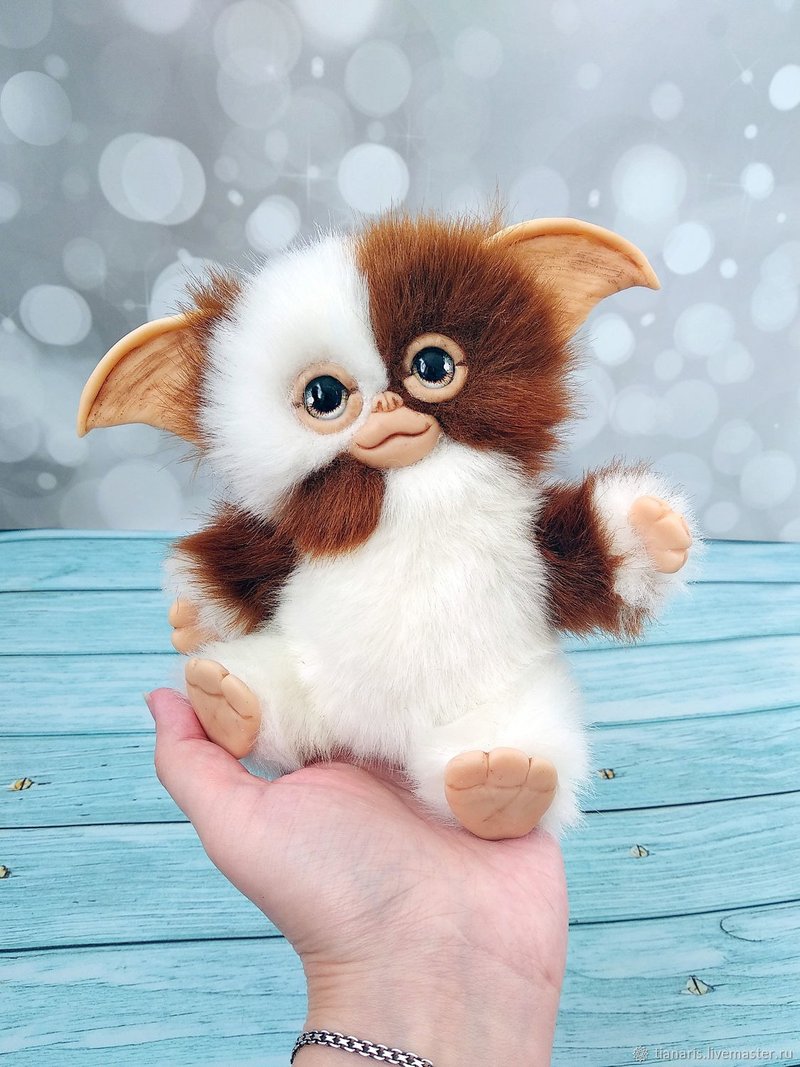 Gizmo Mogwai gremlin, stuffed toy, ooak, 17 cm, handmade - 公仔/玩偶 - 其他材質 咖啡色