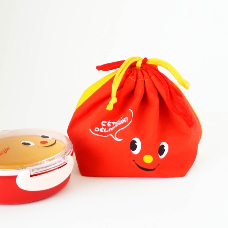 Nikyoro Drawstring Pouch Cooler Bag Cute High Quality Kids Bento Bentobox Japan - 化妝包/收納袋 - 棉．麻 紅色