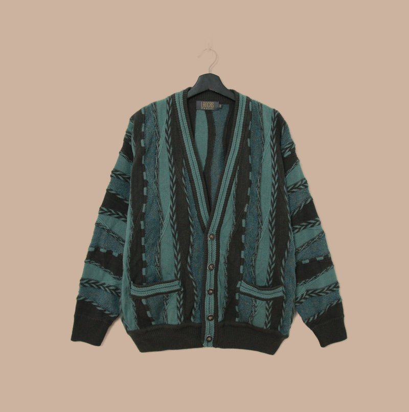 Back to Green-vintage sweater Teal and black intertwined blouse vintage sweater - Men's Sweaters - Wool 