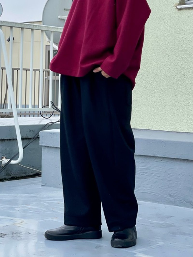 Compressed wool loose tapered pants - กางเกงขายาว - ผ้าฝ้าย/ผ้าลินิน 