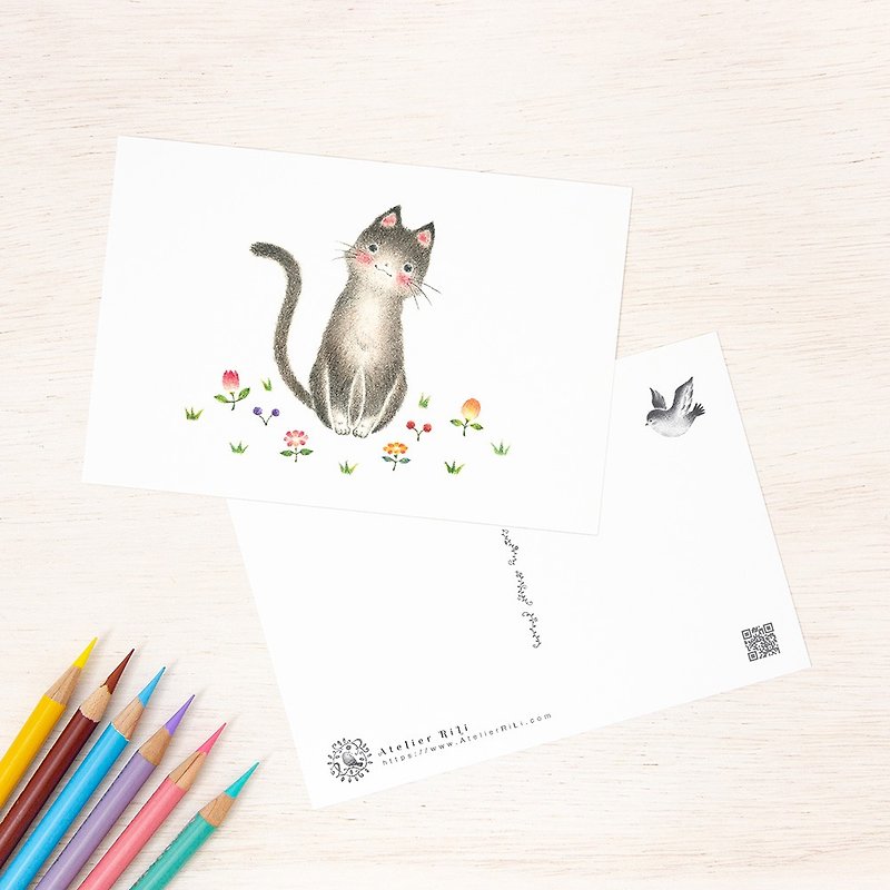 Set of 5 pieces. Like a picture book. Postcard "Cat Child Leto" PC-317 - Cards & Postcards - Paper White