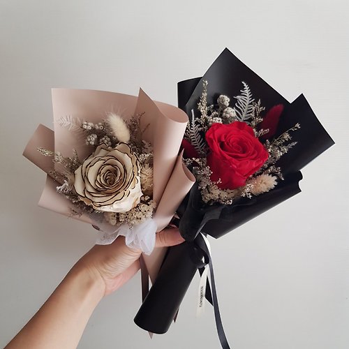 Valentine's Day | Eternal Flower + Dried Flower│Single Rose  Bouquet│Ecuadorian Rose Preserved Flower│Birthday