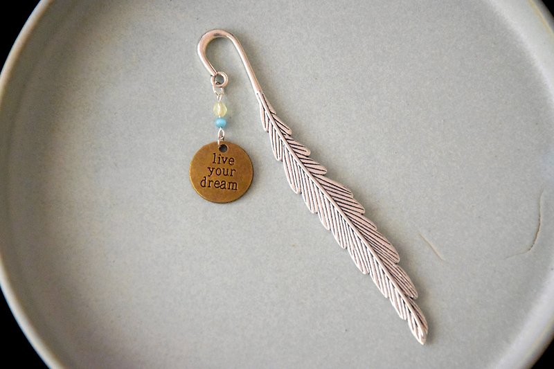 Live Your Dream Silver Feather Bookmark - Bookmarks - Other Metals 