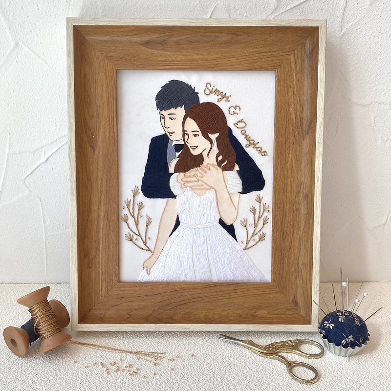 [Portrait Embroidery M size] Couple's wedding-like face painting - ภาพวาดบุคคล - งานปัก 