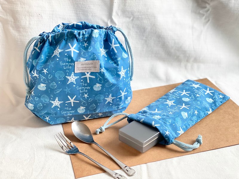 Ocean World_Two colors///Waterproof three-dimensional drawstring pocket ‧ Meal bag size two into the group - อื่นๆ - วัสดุกันนำ้ สีน้ำเงิน