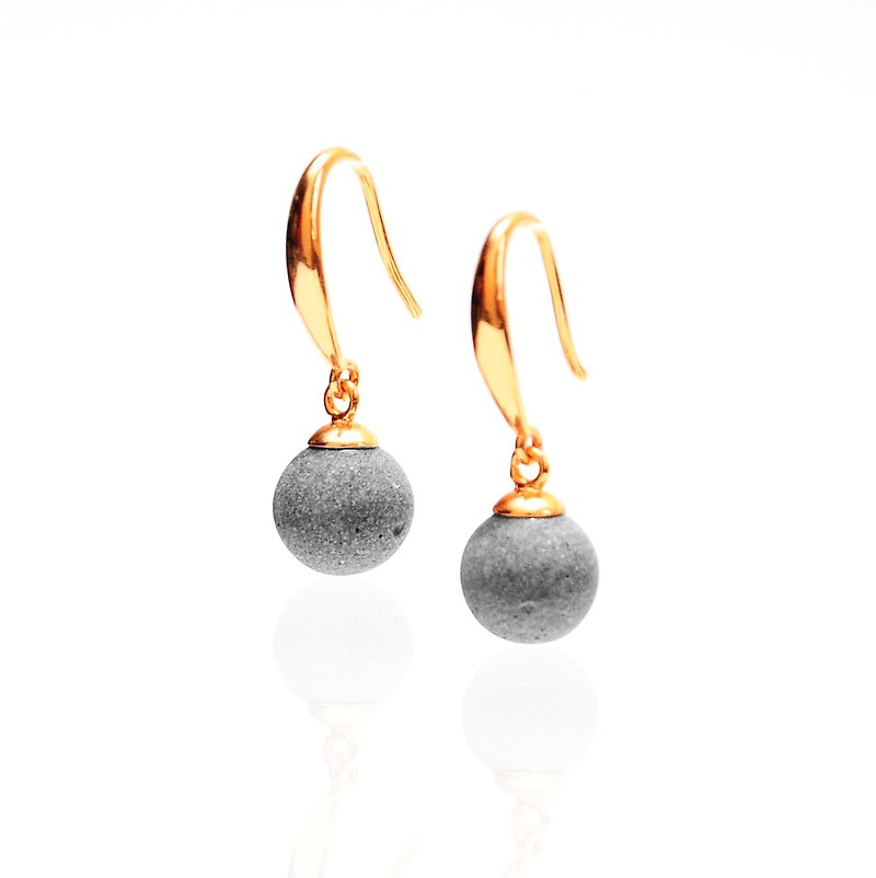 Mini Moon Cement Earrings (Ear Hook Style) | Planet Series - ต่างหู - ปูน สีเทา