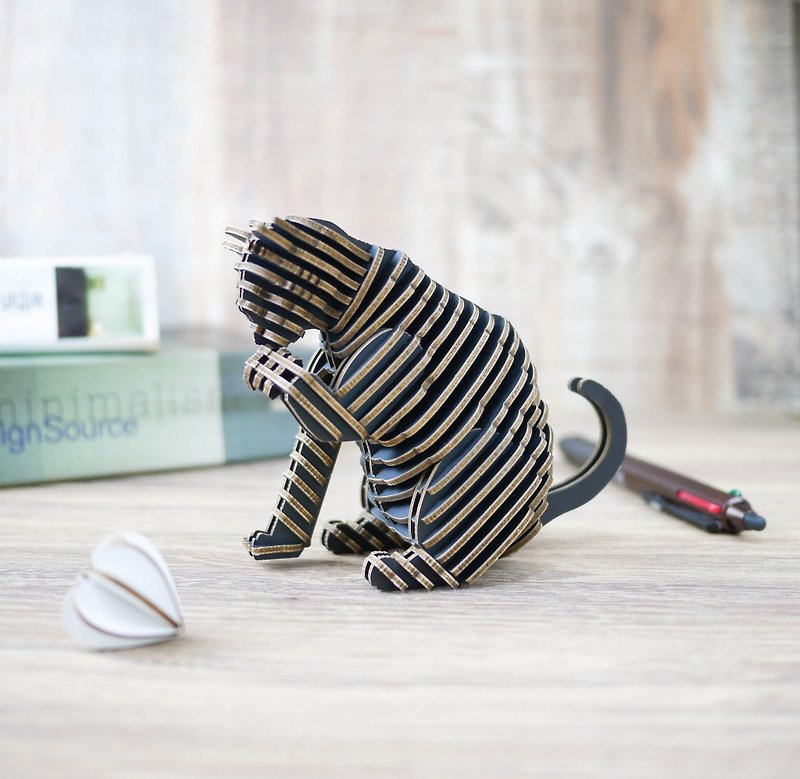 SORRY CAT/3D Craft Gift/DIY/black - การ์ด/โปสการ์ด - กระดาษ สีดำ
