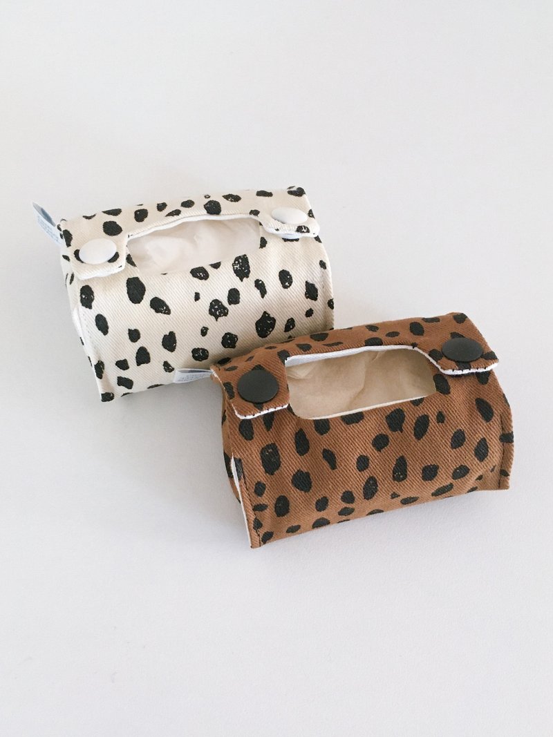 Leopard Tissue Keyring Pouch - 化妝包/收納袋 - 棉．麻 咖啡色