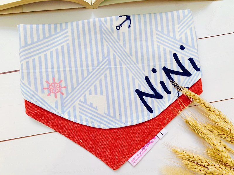 Pink and blue navy custom name double-sided triangle scarf - Clothing & Accessories - Cotton & Hemp Green