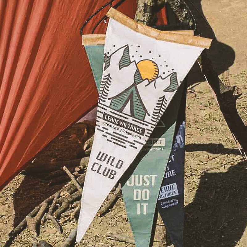 Camping Hanging Banner Mountain Leave No Trace Pennant Decorative Pennant - Items for Display - Cotton & Hemp 