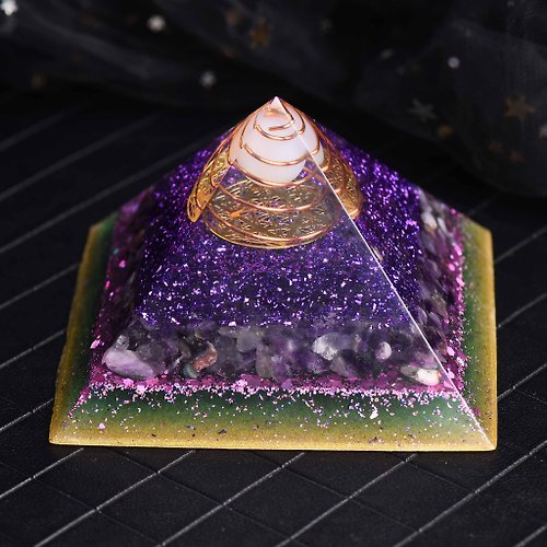 Fates Reiki 大金字塔奧根塔Orgonite奧罡塔脈輪冥想能量蛋白石紫水晶