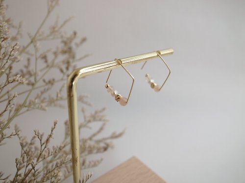 ChloMi 【耳環】包金 蛋白石 珍珠耳環 情人節禮物