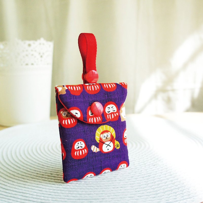 Lovely Japanese cloth [Q version civet cat Fu God pet red bag] Peace symbol bag, deep purple N - ซองรับขวัญ - ผ้าฝ้าย/ผ้าลินิน สีม่วง