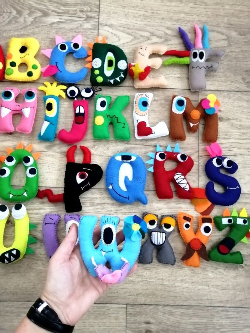 English Alphabet Letters Monster Kids Alphabet Toys Soft Letters ABC Toy - ของเล่นเด็ก - วัสดุอีโค หลากหลายสี