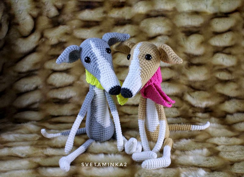 Greyhound Crochet Pattern Amigurumi Dog Whippet Italian Greyhound Galgo - 手工藝教學/工具書 - 其他材質 