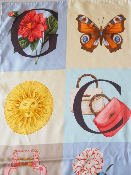 OLD GUCCI オールドグッチ マルチカラー スカーフ シルク