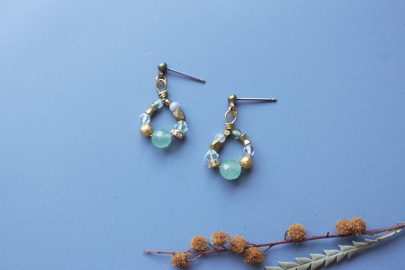 │小花园│Earrings-Dongling Jade - Earrings & Clip-ons - Other Metals Green