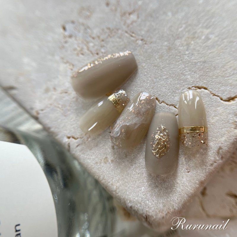 Nail Tip / Naturalstone/khaki / Size Specific Order - ยาทาเล็บ - เรซิน สีกากี