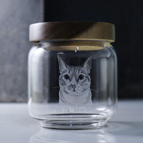 MSA玻璃雕刻 10cm【寵物貓咪雕刻】毛小孩在天堂明亮純淨的家 畫像訂做骨灰罐