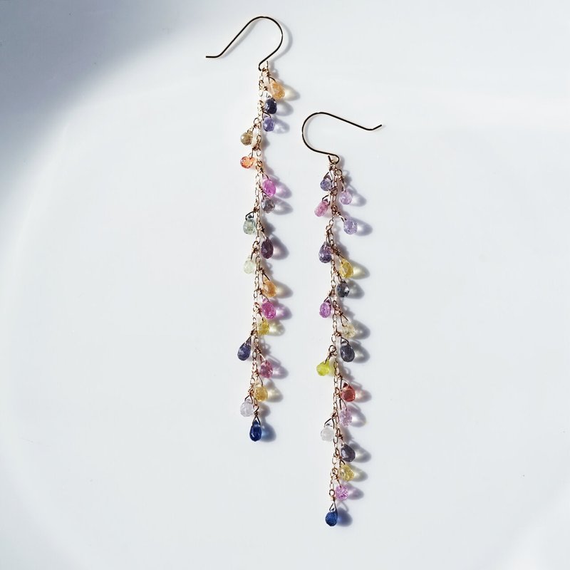 K18 all sapphire rainbow chandelier earrings Psyche - Earrings & Clip-ons - Gemstone Multicolor