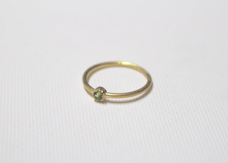 Tourmaline Silver ring (Gold color) - แหวนทั่วไป - เครื่องเพชรพลอย สีเขียว