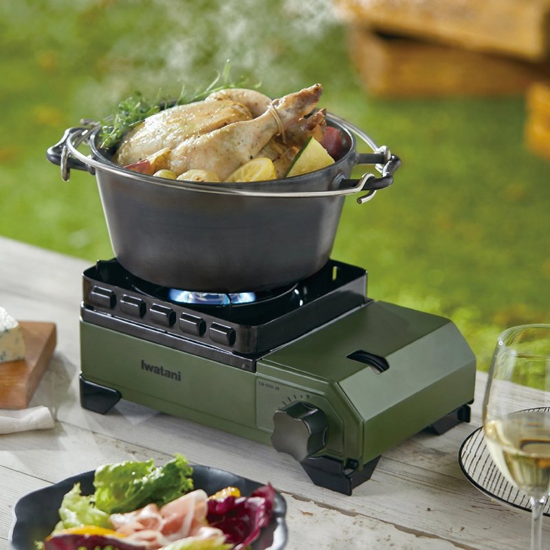 【Iwatani Rock Valley】Outdoor Windproof Jr. Xiaojun Green Mini Magnetic Gas Stove 2.3kW-With Storage Box - Camping Gear & Picnic Sets - Other Materials 