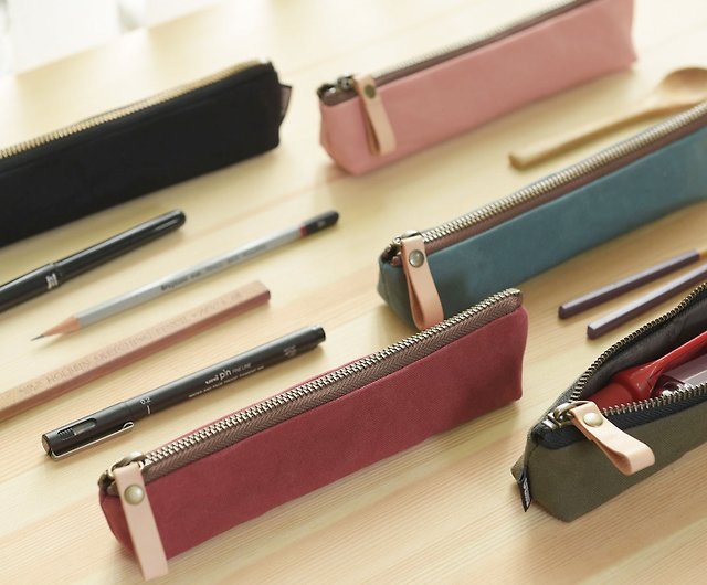 Slim pen case - Japanese waxed canvas pencil case - Shop niizo