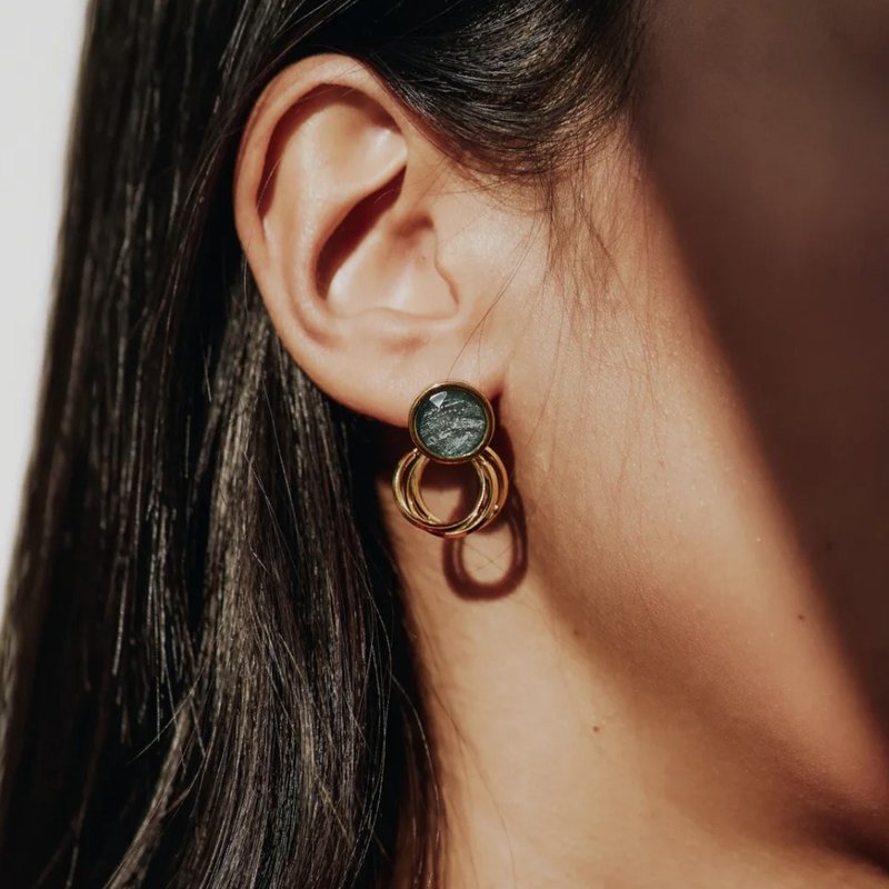 凱西綠瑪瑙耳環 CATHY'S EARRINGS - 耳環/耳夾/耳骨夾 - 純銀 銀色