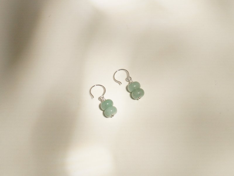 Northern Lights jade 925 sterling silver earrings/ear hooks/can be changed to hold jade - ต่างหู - หยก สีเขียว