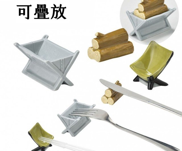 SET) Outdoor Camping Foldable Wooden + Stainless Steel Chopstick