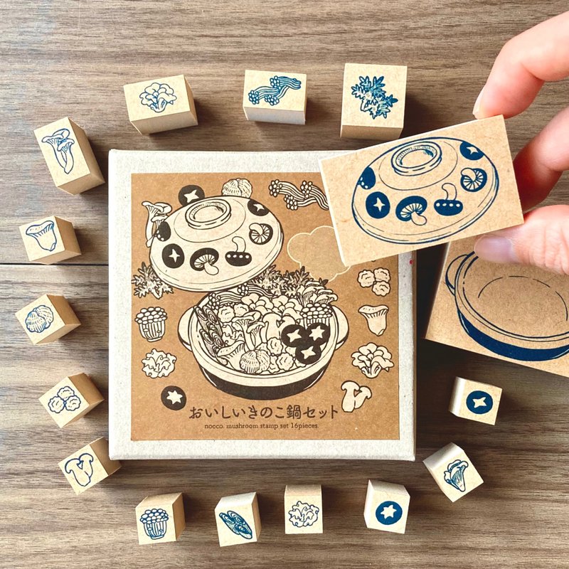 きのこ鍋スタンプセット/ stamp set/ハンコ,插图邮票,文房具,文具,ステーショナリー,紙もの - 印章/印台 - 橡膠 多色