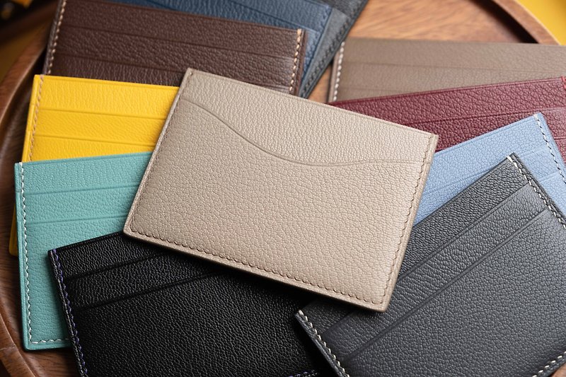 530 Leather-CardHolder chèvre sully French goat leather - ID & Badge Holders - Genuine Leather Khaki