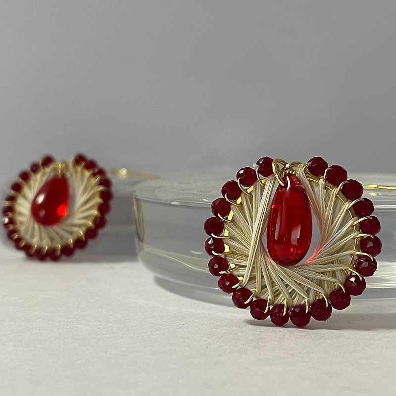 bohemian red energy drop earrings - Earrings & Clip-ons - Thread Red