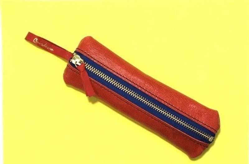 CU 201 RD Pen Case Slim Leather Leather Genuine Leather Smart Soft Simple Unisex All 5 Colors - กล่องดินสอ/ถุงดินสอ - หนังแท้ สีแดง