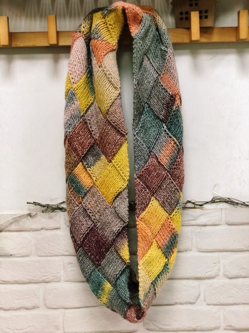 [Customized] ChiChi Handmade - Familiar Log Cabin Checkered Scarf - Wool Scarf - Knit Scarves & Wraps - Wool 